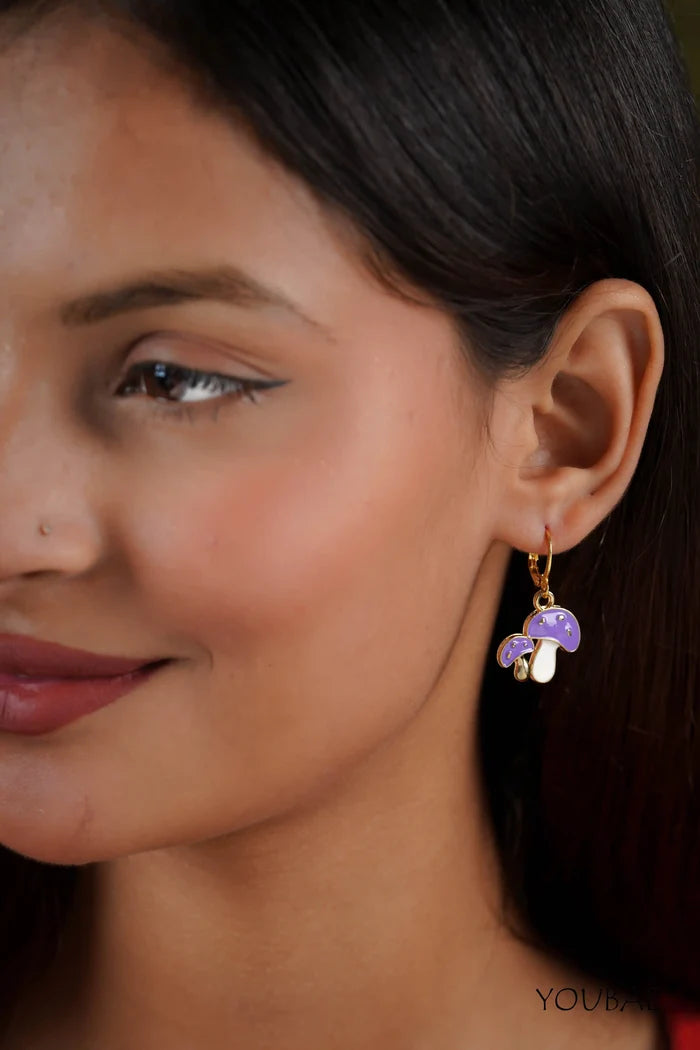 Duo Purple Mushroom Earrings