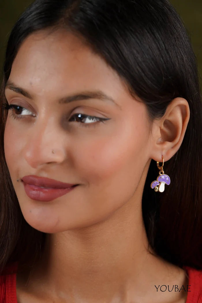 Duo Purple Mushroom Earrings
