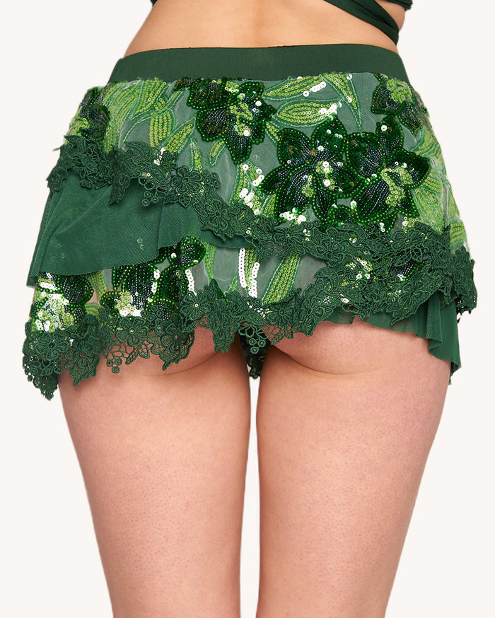 Fairytale Forest Floral Sequin Layered Skirt