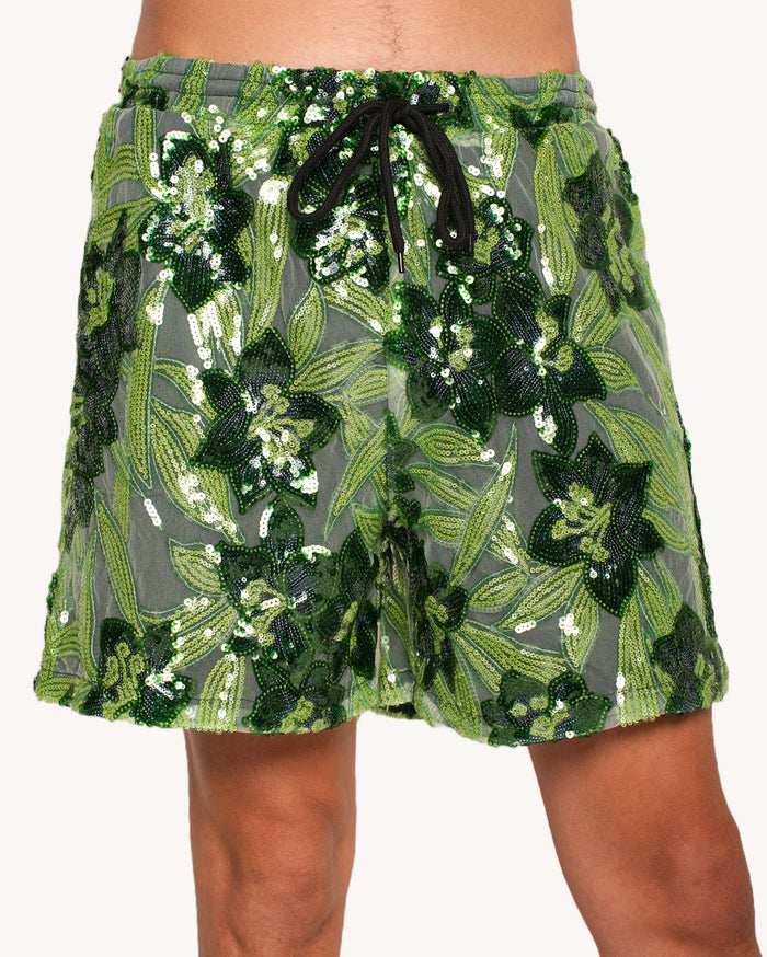 Fairytale Forest Floral Sequin Shorts