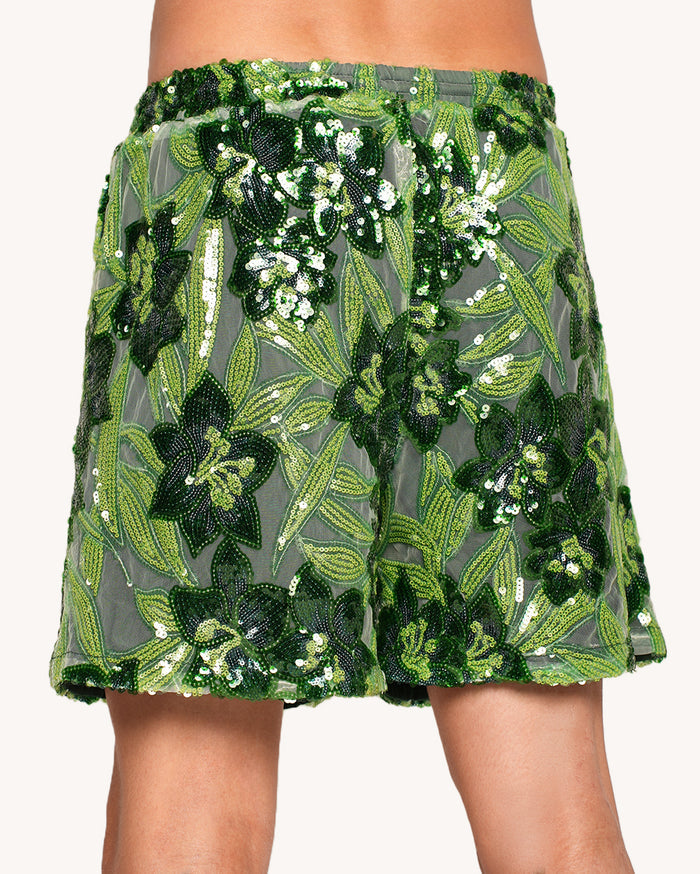 Fairytale Forest Floral Sequin Shorts