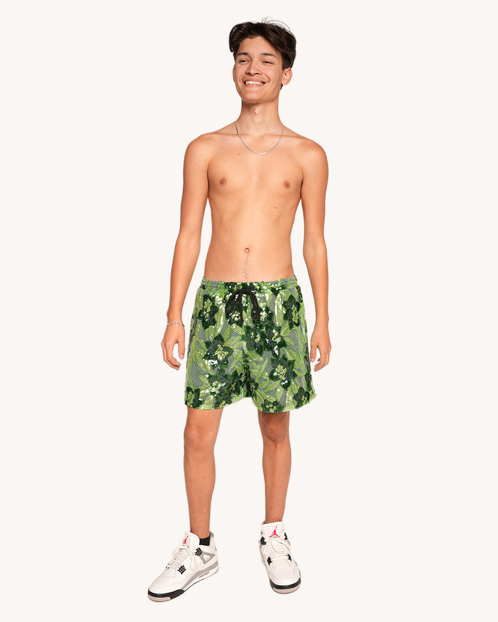 Fairytale Forest Floral Sequin Shorts