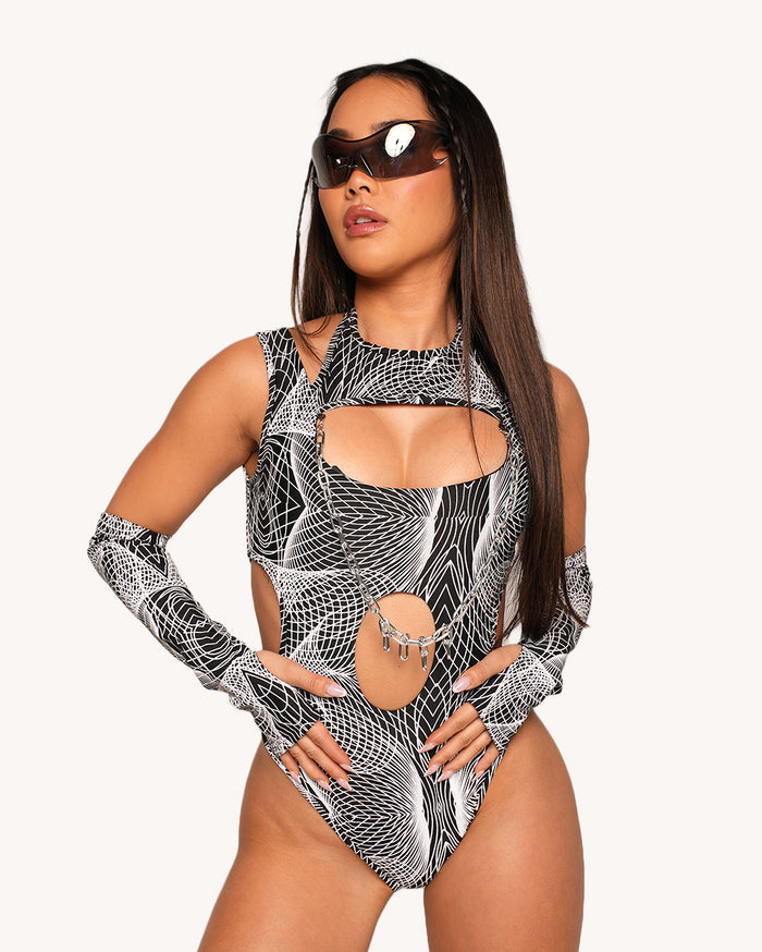 Flashbang Silver Reflective Bodysuit with Sleeves