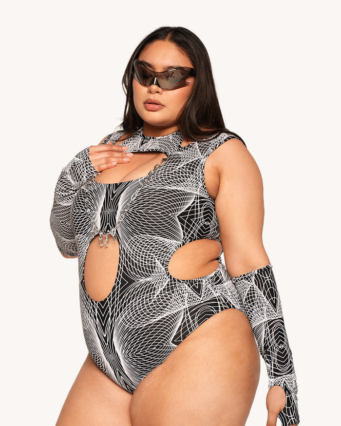 Flashbang Silver Reflective Bodysuit with Sleeves