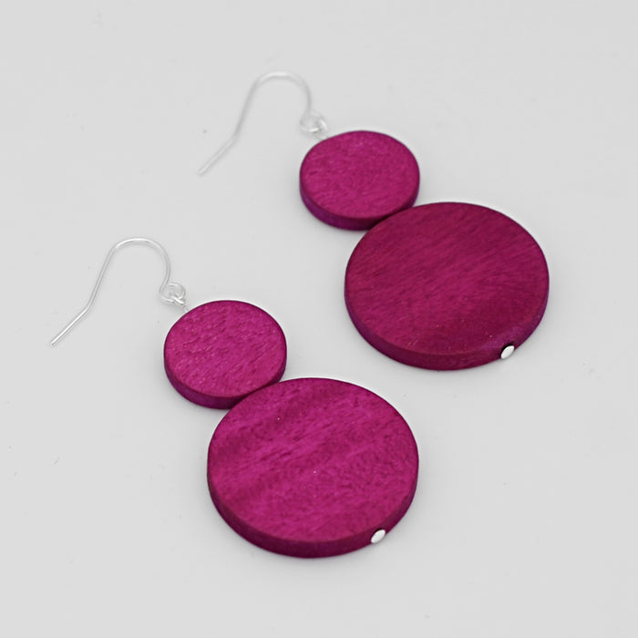 Fuchsia Double Bead Sarah Earrings - Sylca Designs - Chunky Jewelry