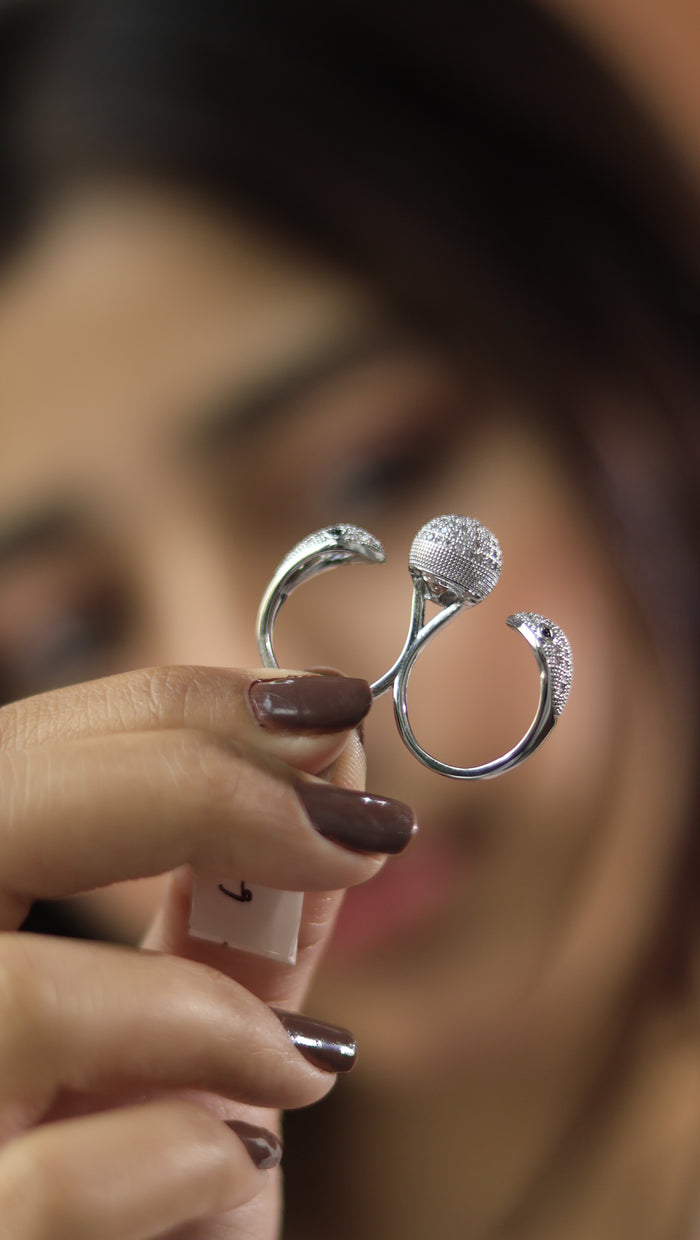 Gheal Statement Two Finger Free Sized Adjustable AD Ring