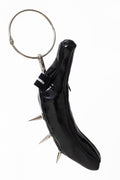 GLOSSY BLACK SPIKEY BANANA TOTE