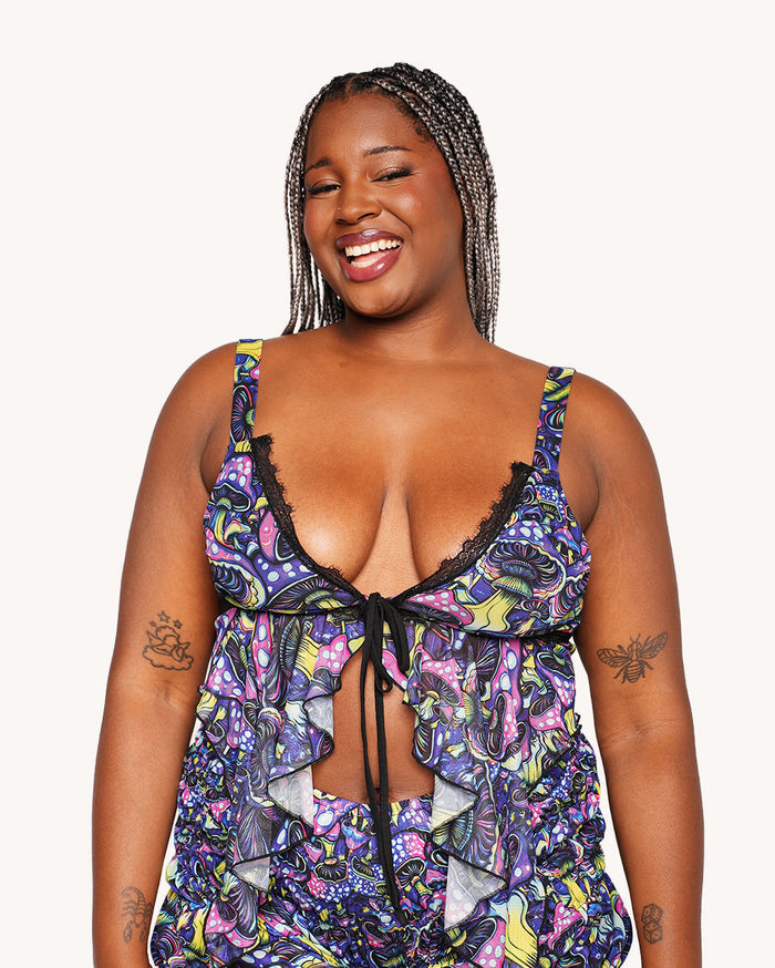 Glowshroom Ruffle Halter Top