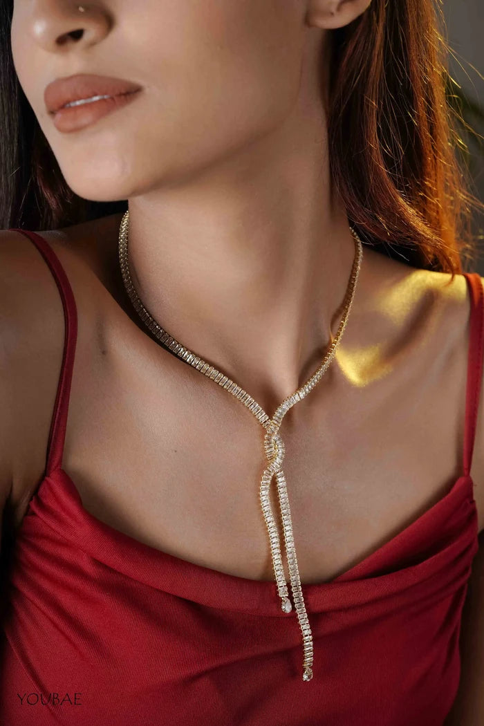 Golden Statement Criss Cross Neckpiece