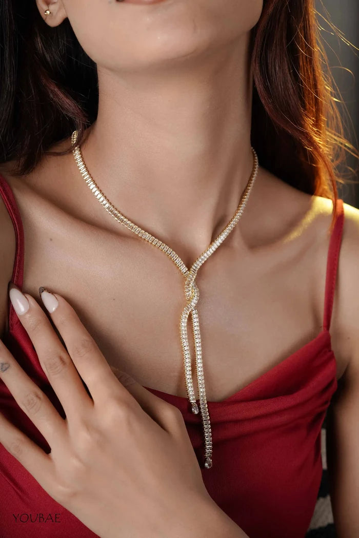 Golden Statement Criss Cross Neckpiece
