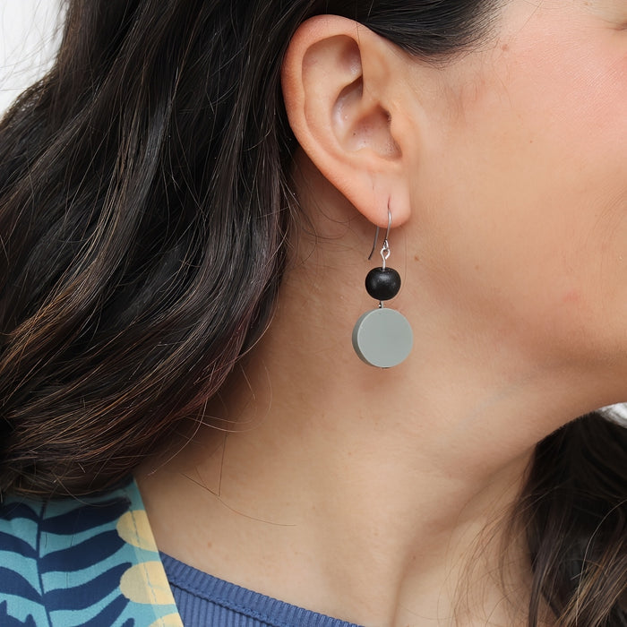 Gray Duo Dangles Earring - Sylca Designs - Chunky Jewelry