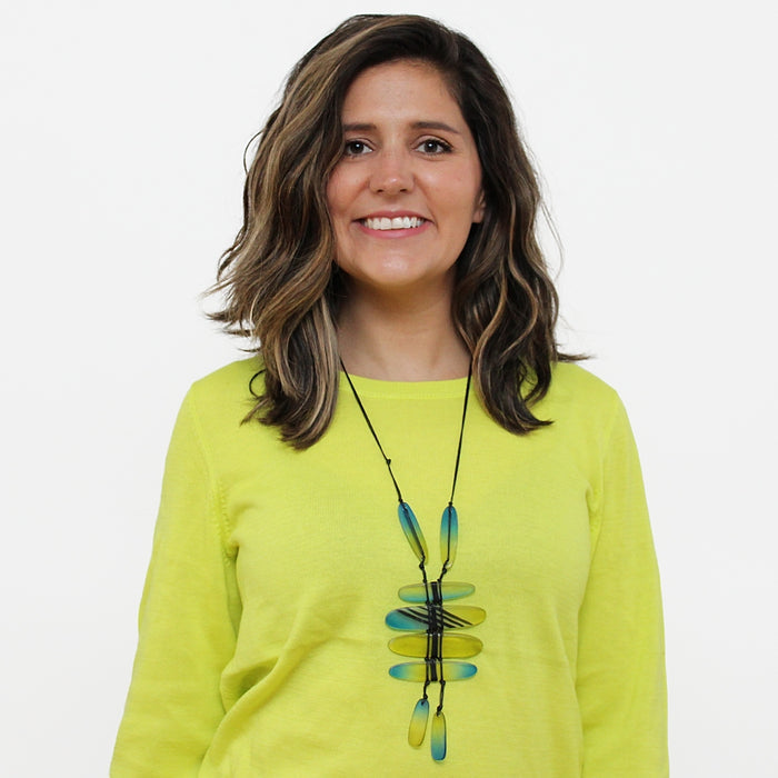 Green and Blue Bennett Pendant Necklace - Sylca Designs - Chunky Jewelry