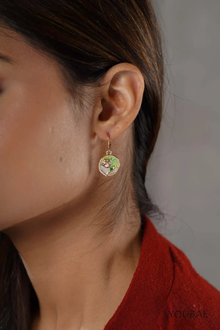 Green Flora Drop Earrings