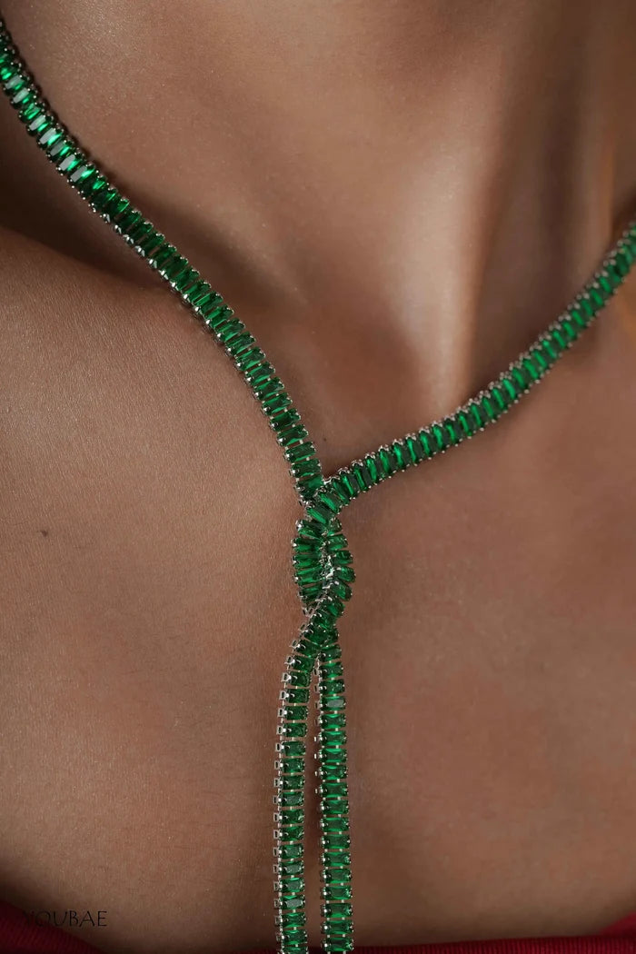 Green Statement Criss Cross Neckpiece