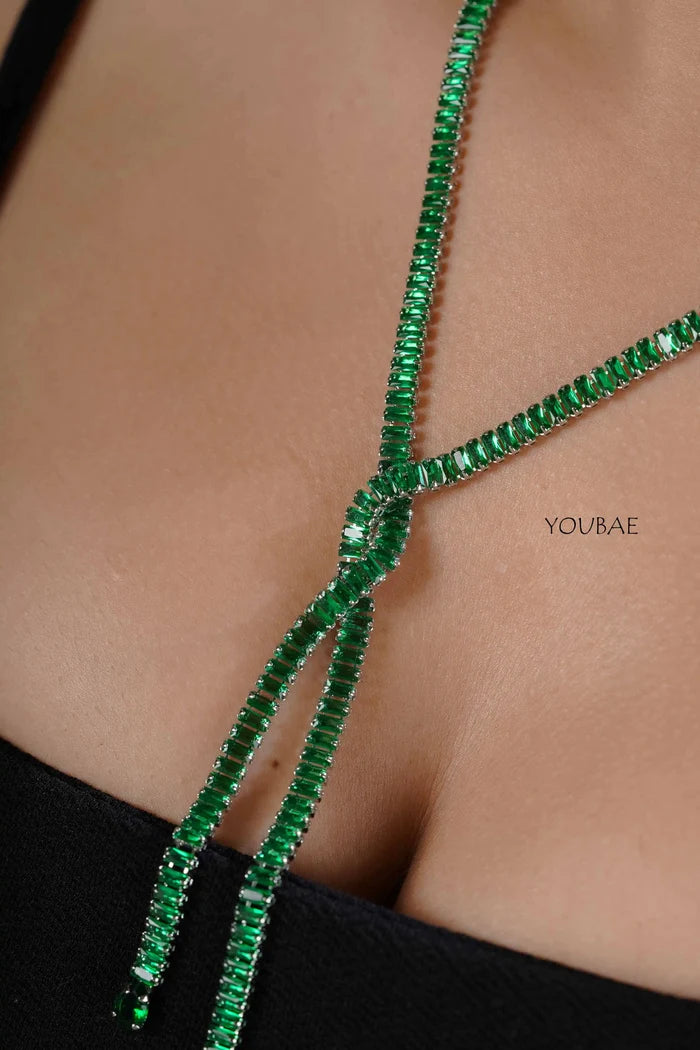Green Statement Criss Cross Neckpiece