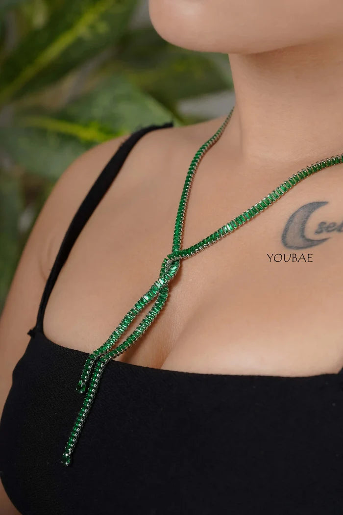 Green Statement Criss Cross Neckpiece