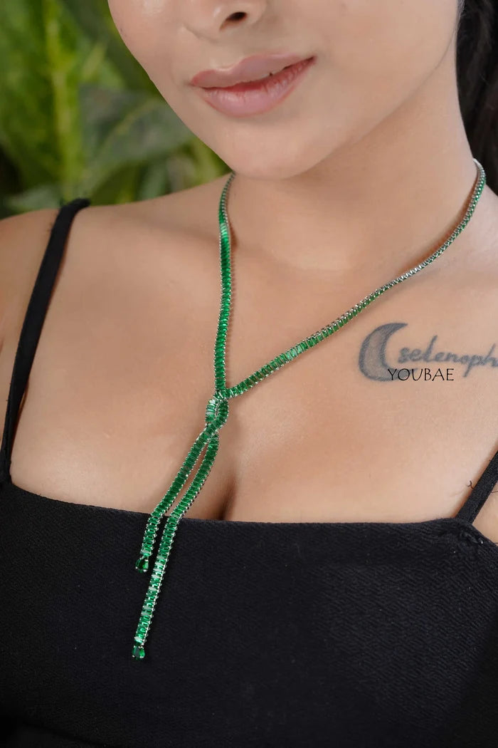 Green Statement Criss Cross Neckpiece