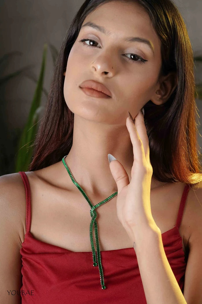 Green Statement Criss Cross Neckpiece