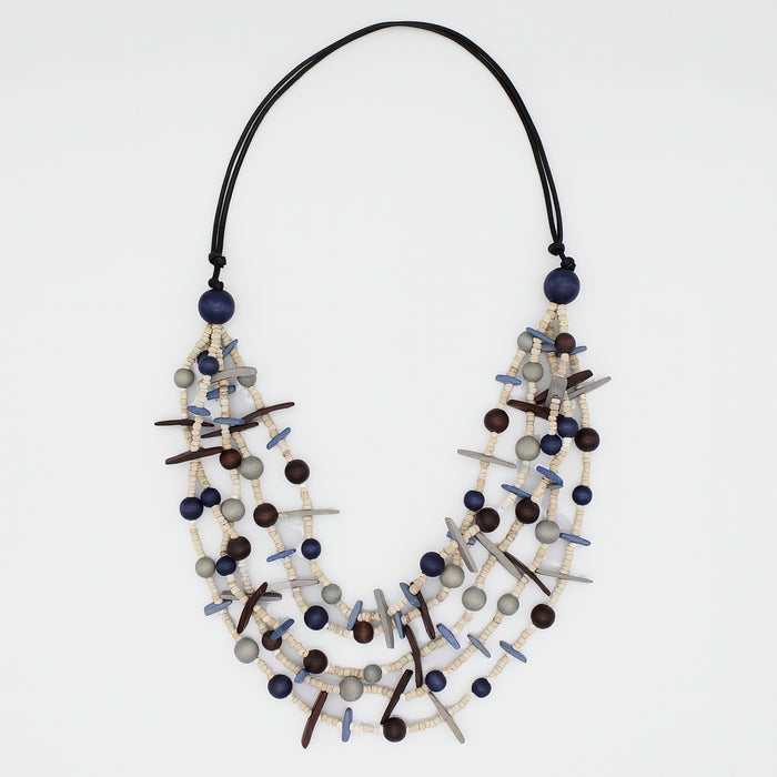 Grey Multi-Strand Lela Necklace - Sylca Designs - Chunky Jewelry