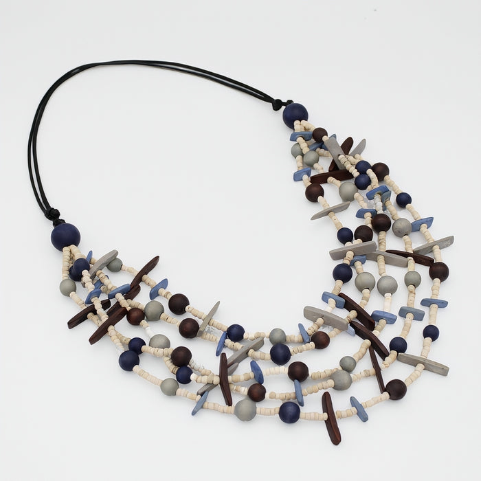 Grey Multi-Strand Lela Necklace - Sylca Designs - Chunky Jewelry