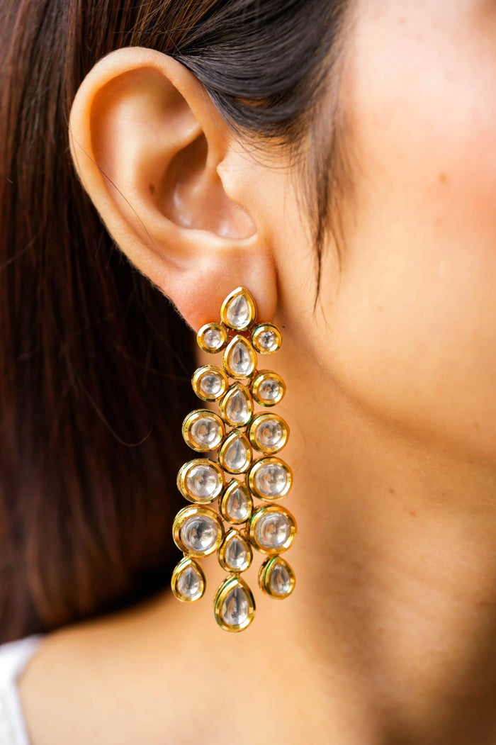 Gurika Kundan Gold Plated Fusion Earrings