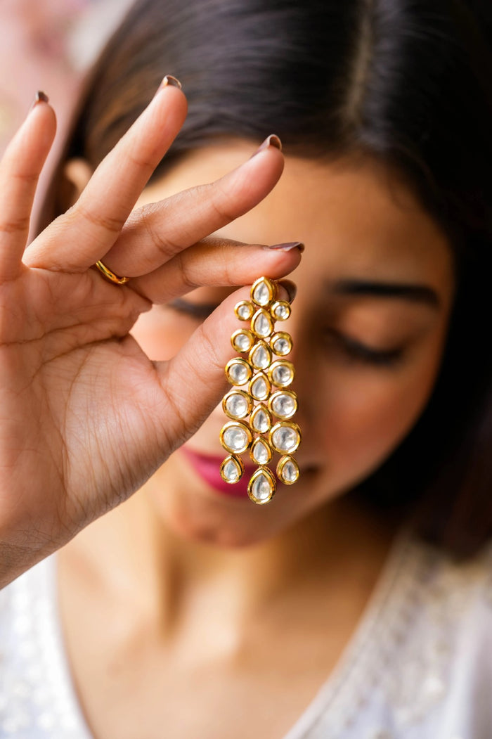 Gurika Kundan Gold Plated Fusion Earrings