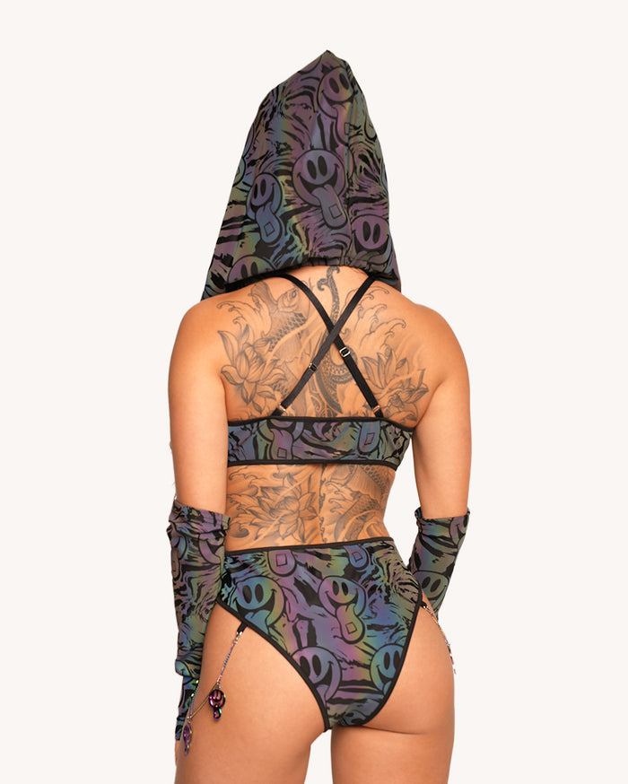 Happy Hour Rainbow Reflective Tie Bodysuit
