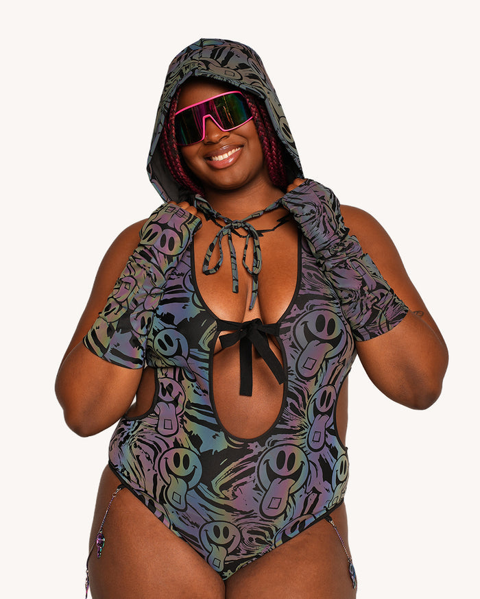 Happy Hour Rainbow Reflective Tie Bodysuit