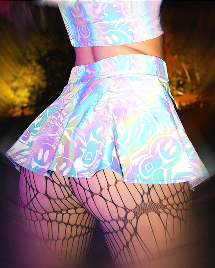 Happy Hour White Reflective Mini Skirt