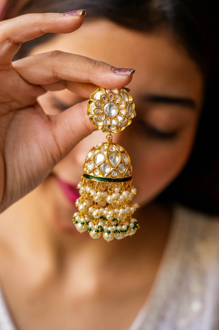 Harkha Kundan Gold Plated Fusion Earrings