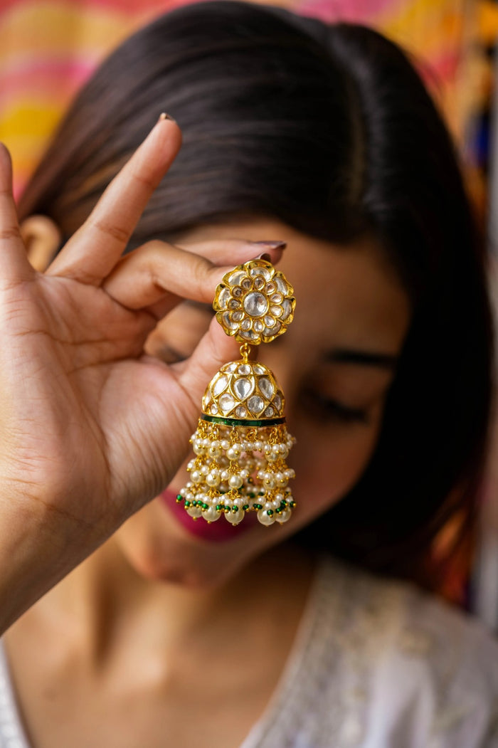 Harkha Kundan Gold Plated Fusion Earrings