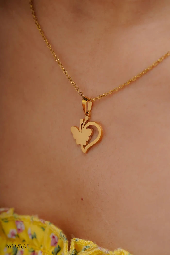 Heart Butterfly Anti Tarnish Adjustable Neckpiece