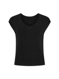 Black sleeveless top on a white background
