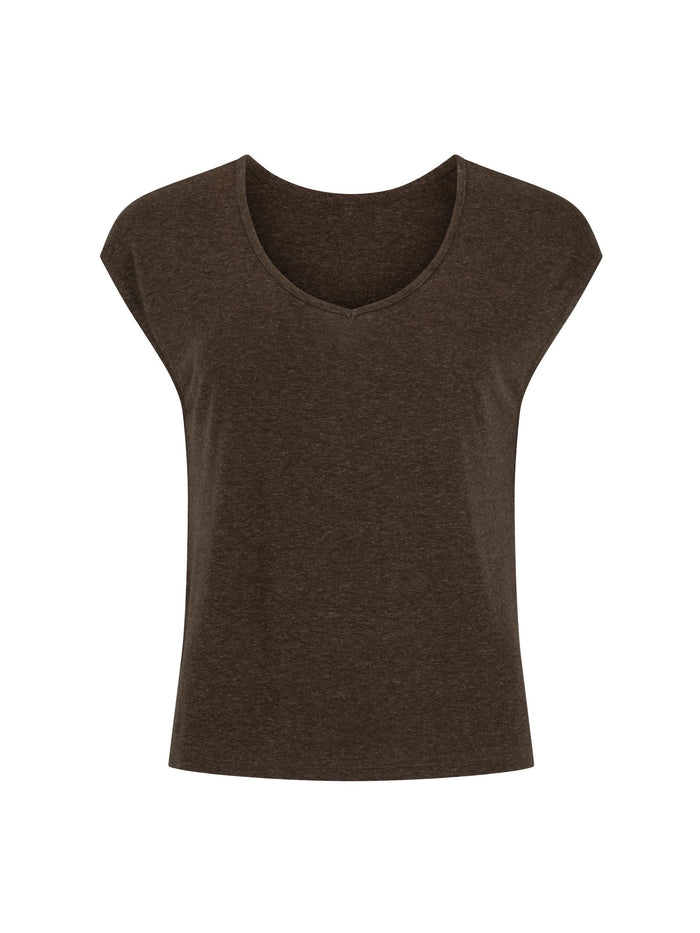 Brown sleeveless top on a white background