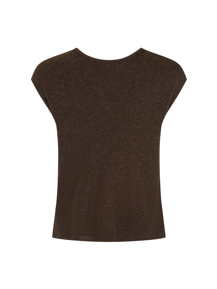 Brown sleeveless top on a white background