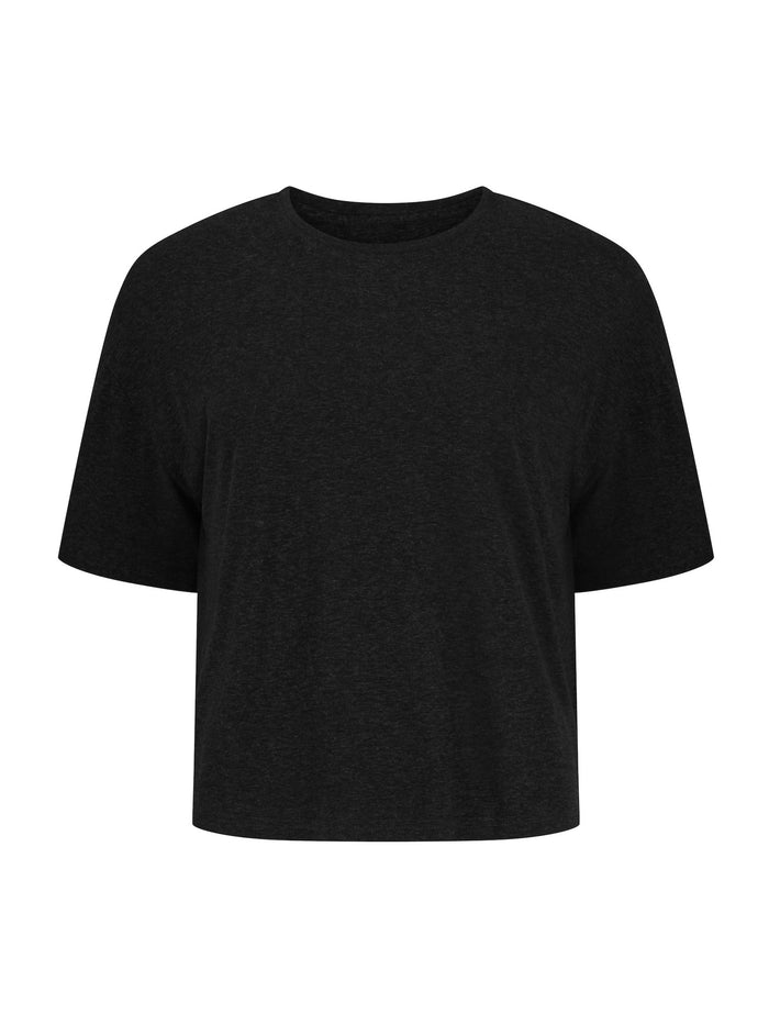 Black t-shirt on a white background