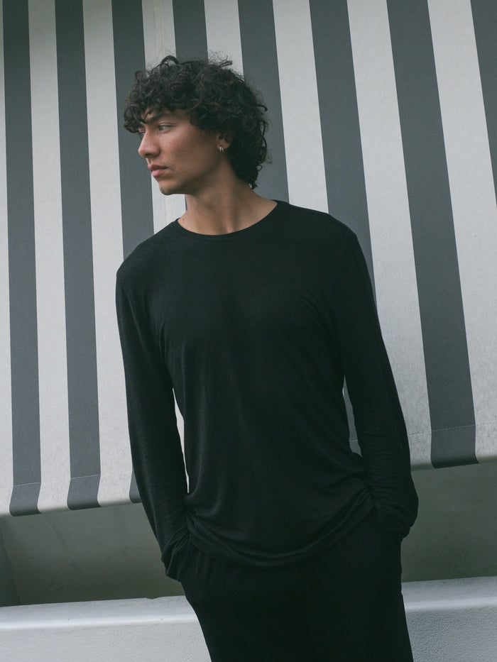 Hemp / Bamboo Men's Long Sleeve Top - Black