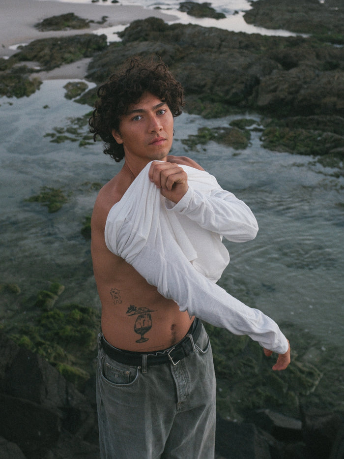 Hemp / Bamboo Men's Long Sleeve Top - Cream