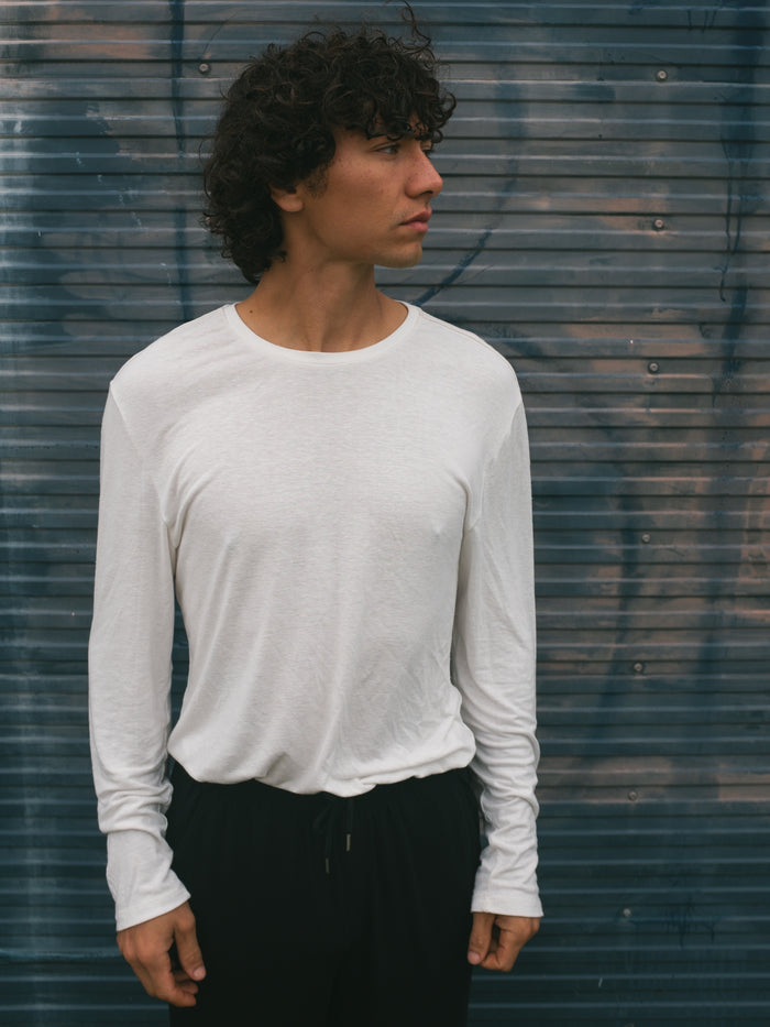 Hemp / Bamboo Men's Long Sleeve Top - Cream