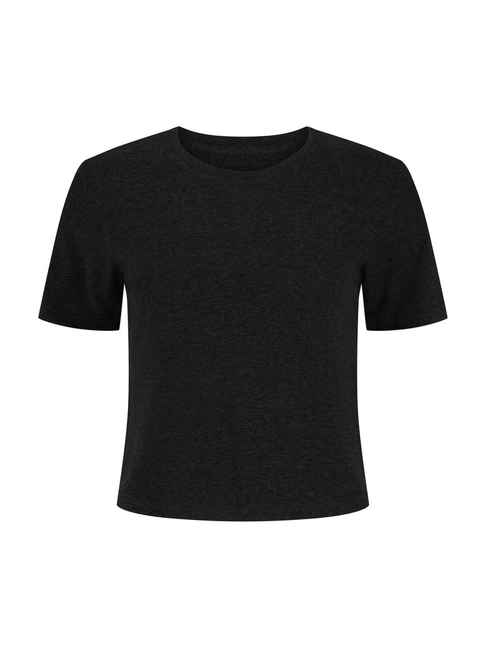 Hemp / Bamboo Relaxed Crew Tee (Crop ) - Black