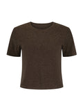 Hemp / Bamboo Relaxed Crew Tee (Crop ) - Cocoa