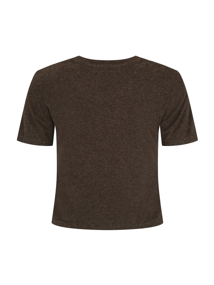 Hemp / Bamboo Relaxed Crew Tee (Crop ) - Cocoa