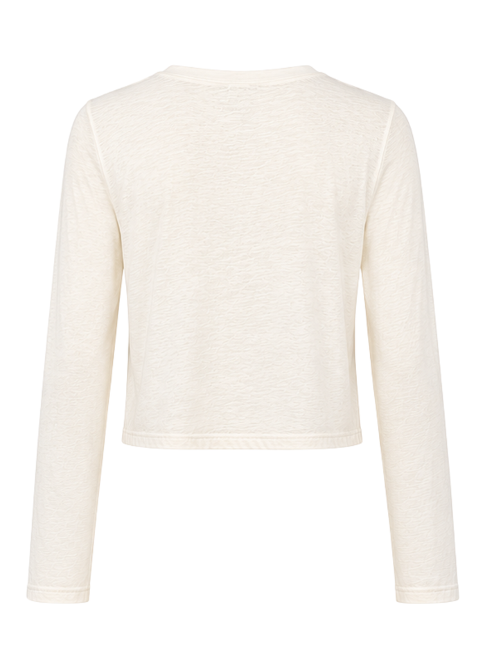 Hemp / Bamboo Relaxed Long Sleeve Crew Tee - Crop - Cream