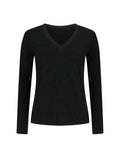 Hemp / Bamboo Relaxed Long Sleeve Vee Tee - Black