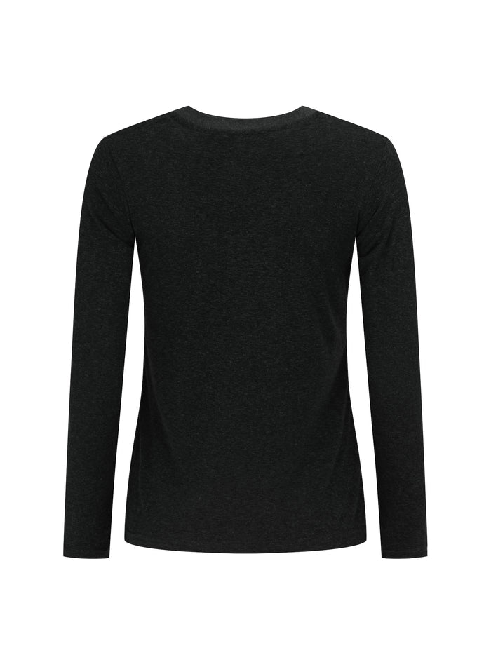 Hemp / Bamboo Relaxed Long Sleeve Vee Tee - Black