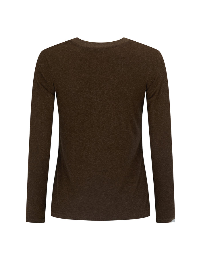 Hemp / Bamboo Relaxed Long Sleeve Vee Tee - Cocoa