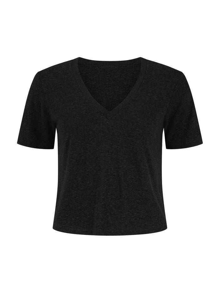 Hemp / Bamboo Relaxed Vee Tee (Crop) - Black