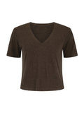 Hemp / Bamboo Relaxed Vee Tee (Crop) - Cocoa