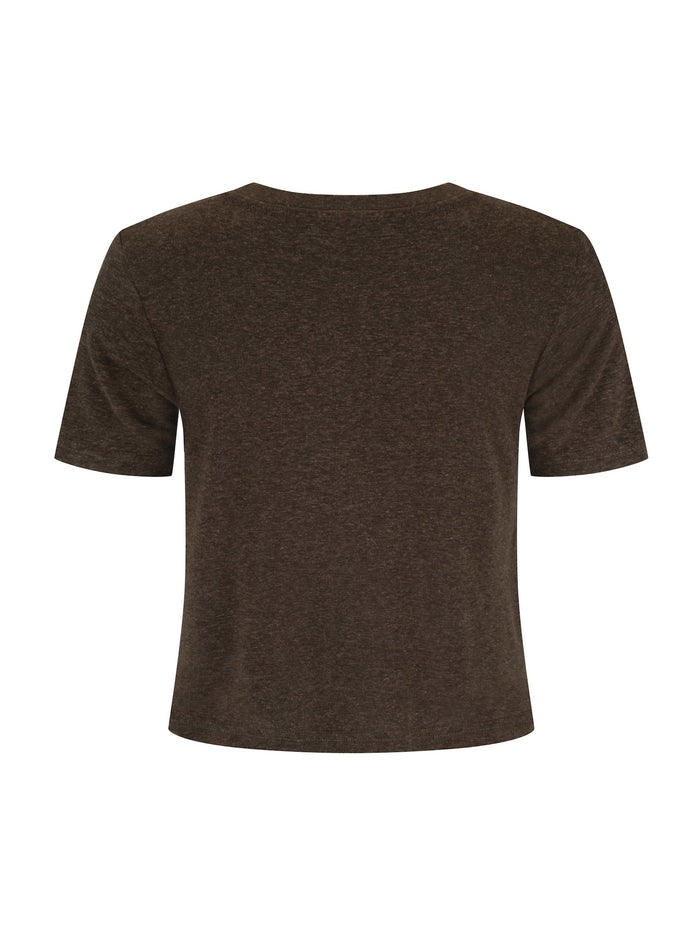 Hemp / Bamboo Relaxed Vee Tee (Crop) - Cocoa