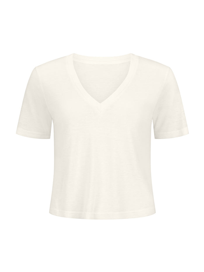 Hemp / Bamboo Relaxed Vee Tee (Crop) - Cream
